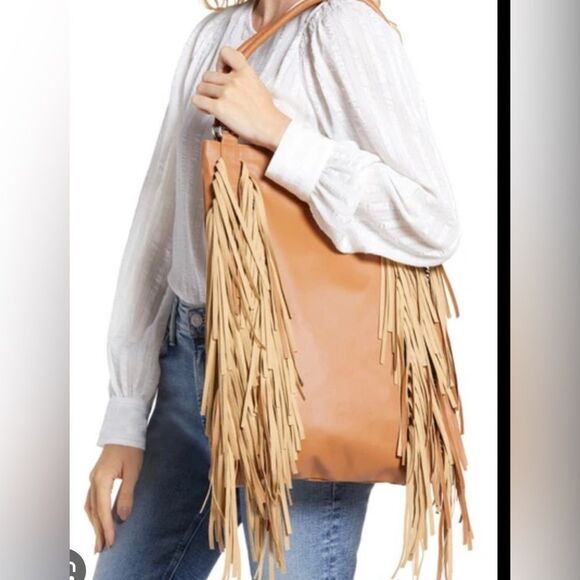 Area Stars Fringe Faux Leather Hobo Bag NWT Retail 98.00 - Picture 1 of 7